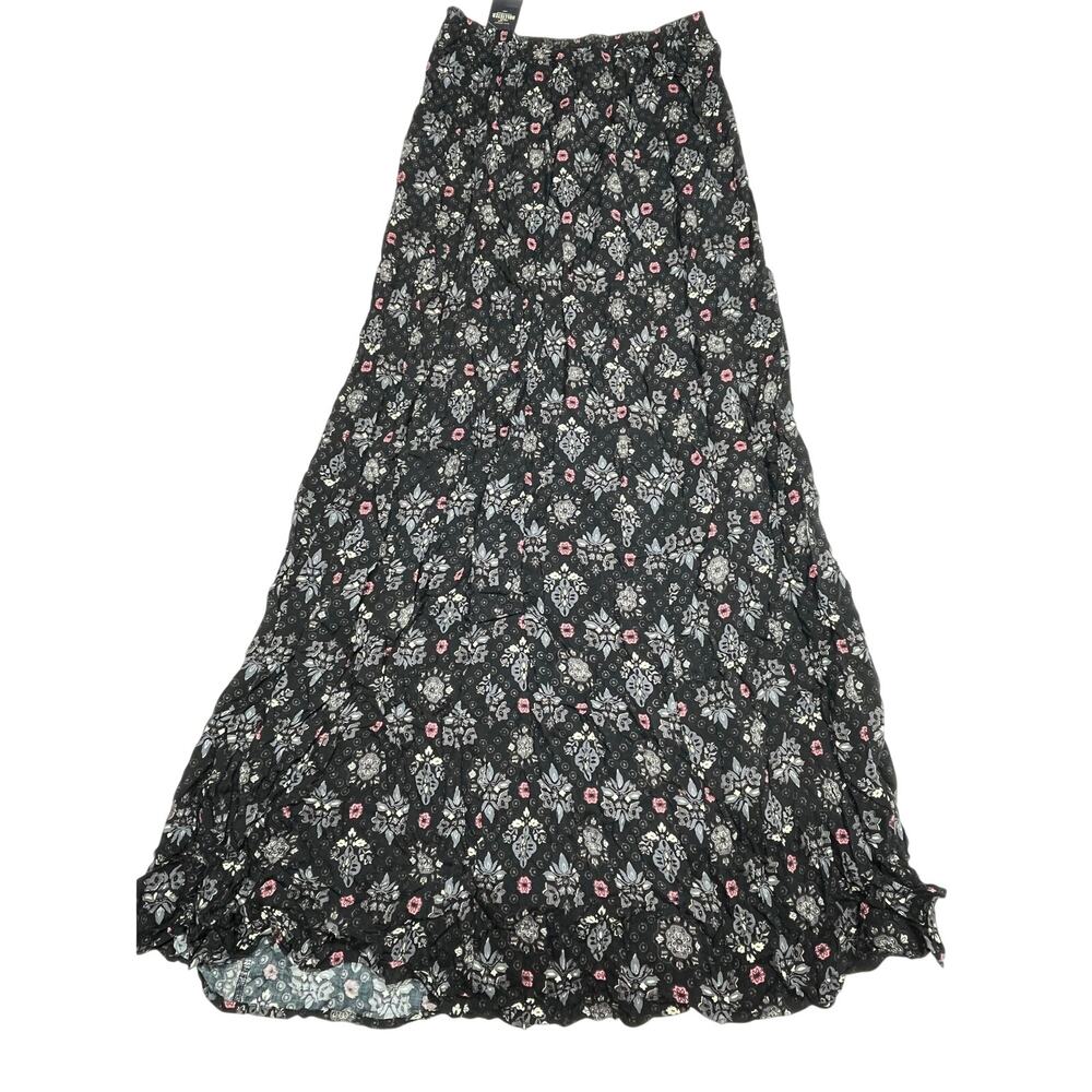 Hollister Floral Maxi Skirt Boho Crinkle Tiered NWT festival Y2K whimsigoth